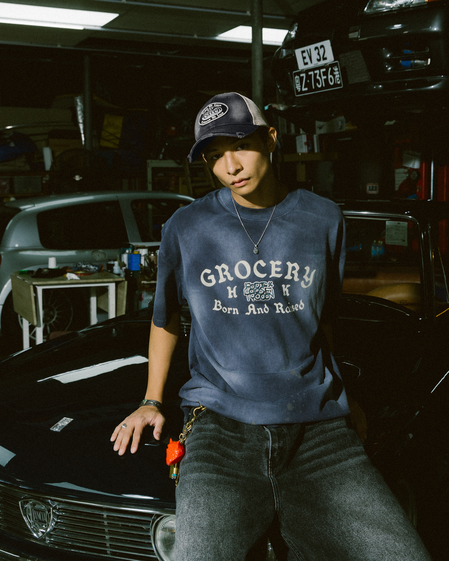 （Preorder）GROCERY X FOOTLOOSE TYCOON DISTRESSED TRUCKER CAP/ WASHED BLACK