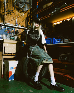 GROCERY X FOOTLOOSE TYCOON RAGLAN TWO TONE TEE/ BLACK