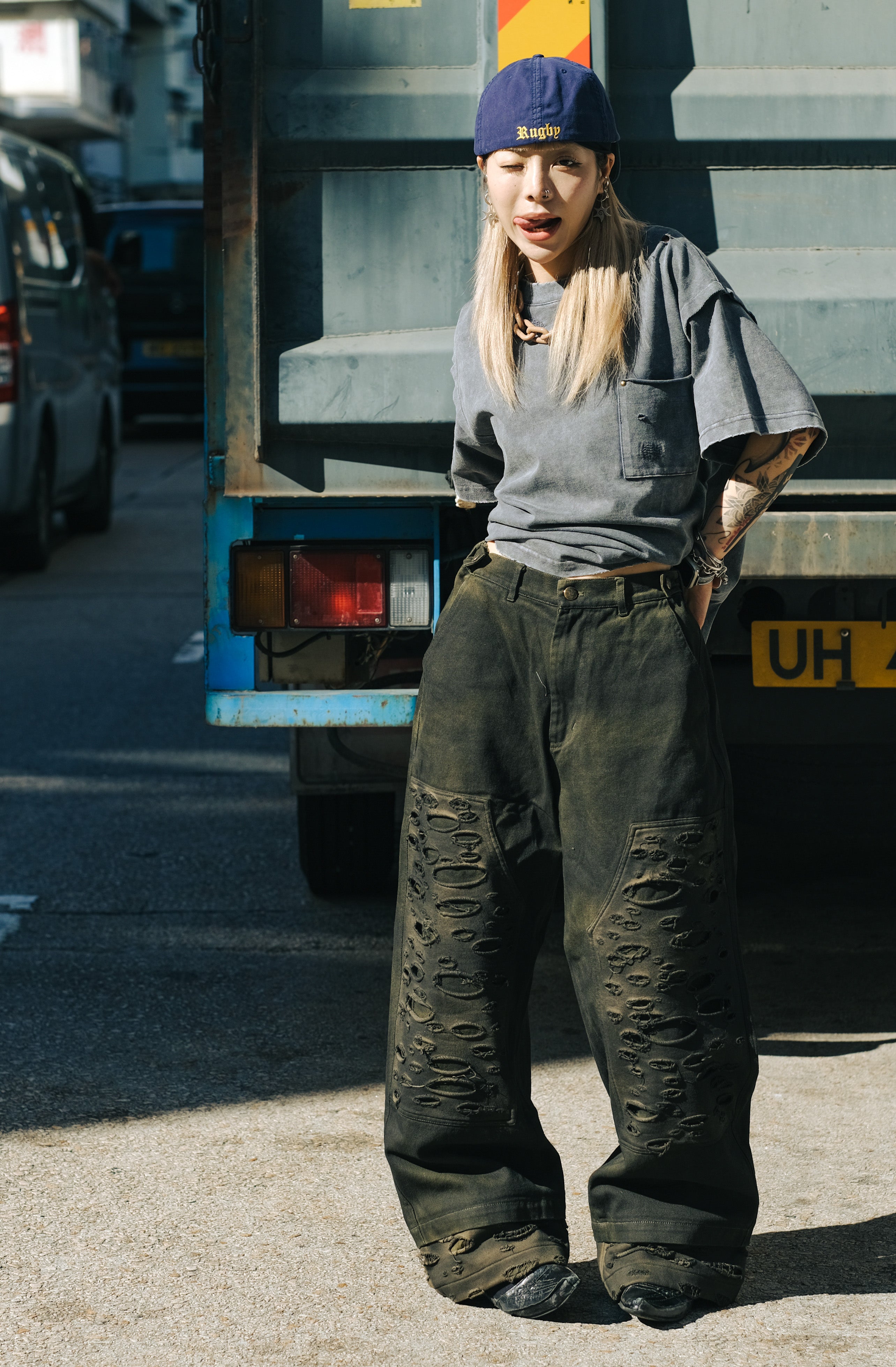 Retro Dirty Double Knee Footloose Tycoon Pant