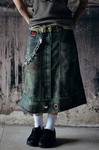 FOOTLOOSE TYCOON MULTI POCKET DIRTY GREEN WORK SKIRT