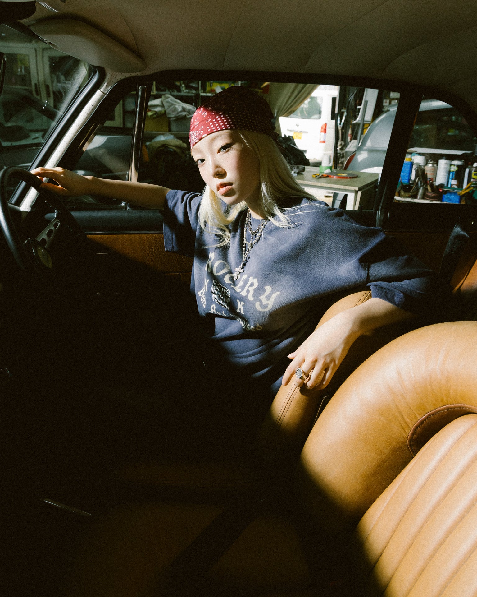 GROCERY X FOOTLOOSE TYCOON BORN & RAISED WASHED INVOICE TEE/ FADED PURPLE