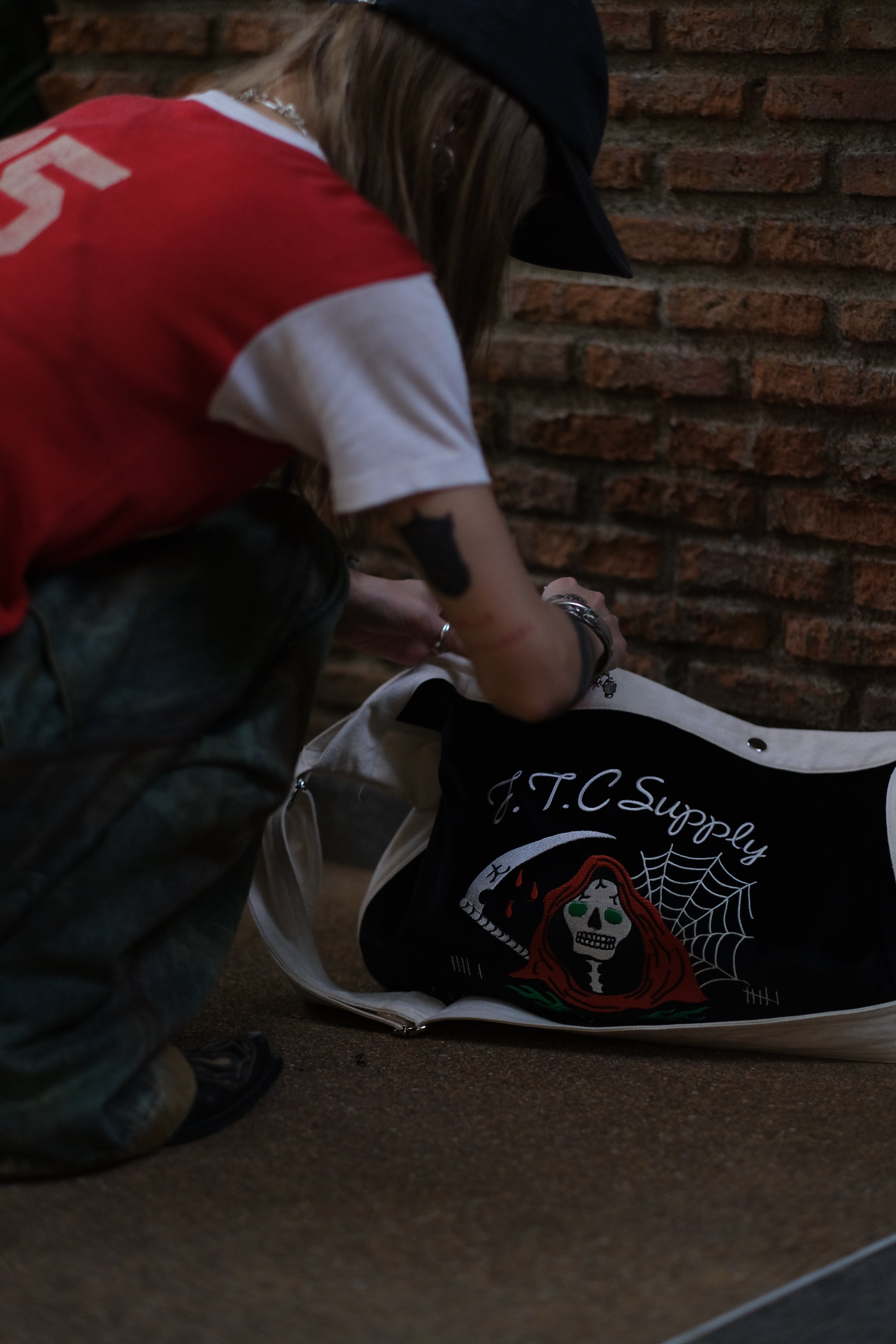 THE FTC GRIM REAPER EMBROIDERY NEWPAPER BAG