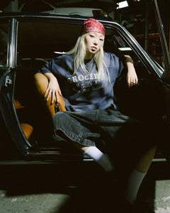 GROCERY X FOOTLOOSE TYCOON BORN & RAISED WASHED INVOICE TEE/ FADED PURPLE