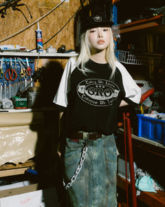 GROCERY X FOOTLOOSE TYCOON RAGLAN TWO TONE TEE/ BLACK