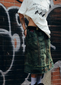 FOOTLOOSE TYCOON MULTI POCKET DIRTY GREEN WORK SKIRT