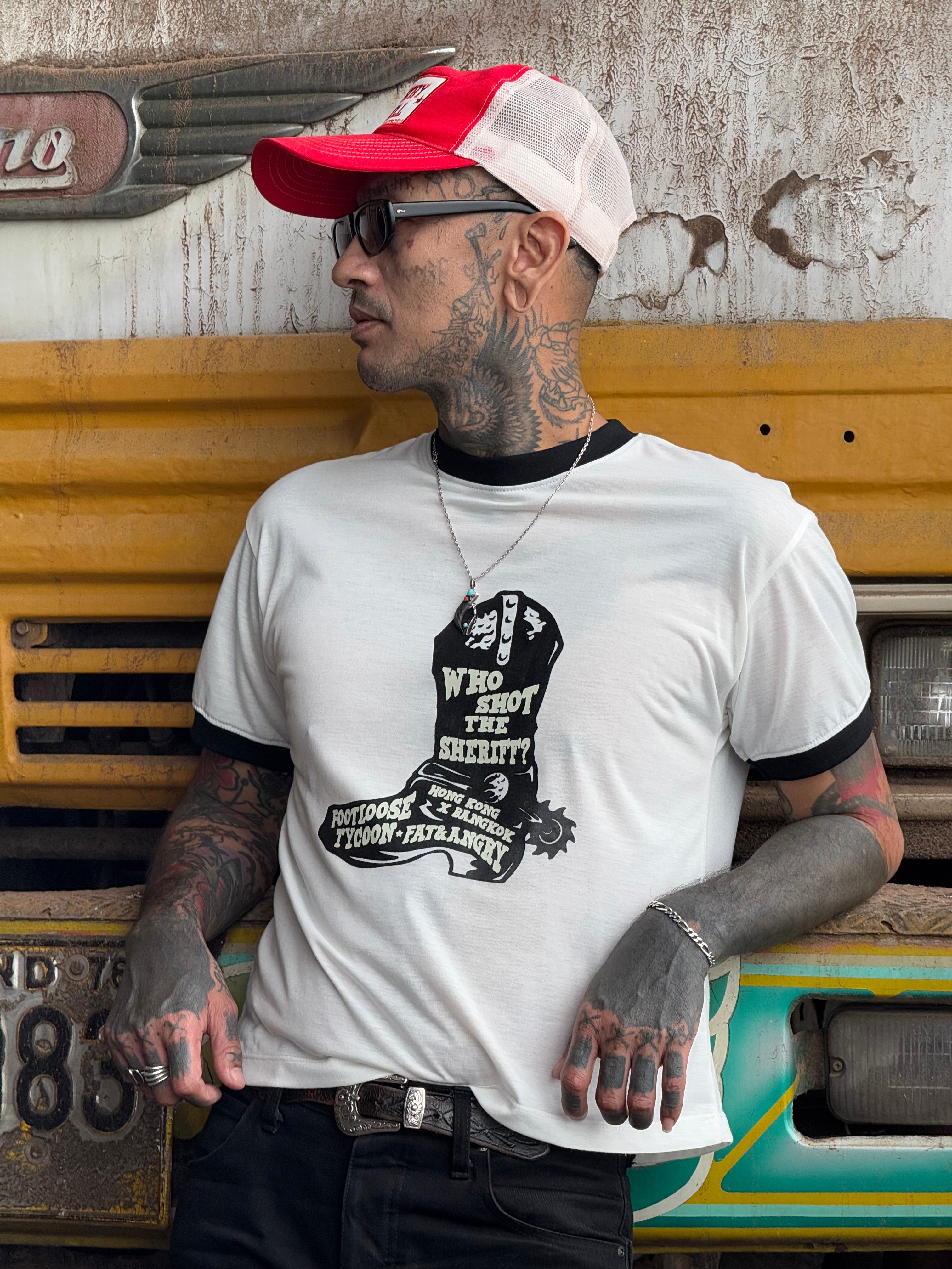 FATS AND ANGRY X FOOTLOOSE TYCOON Boots Logo Ringer Tee