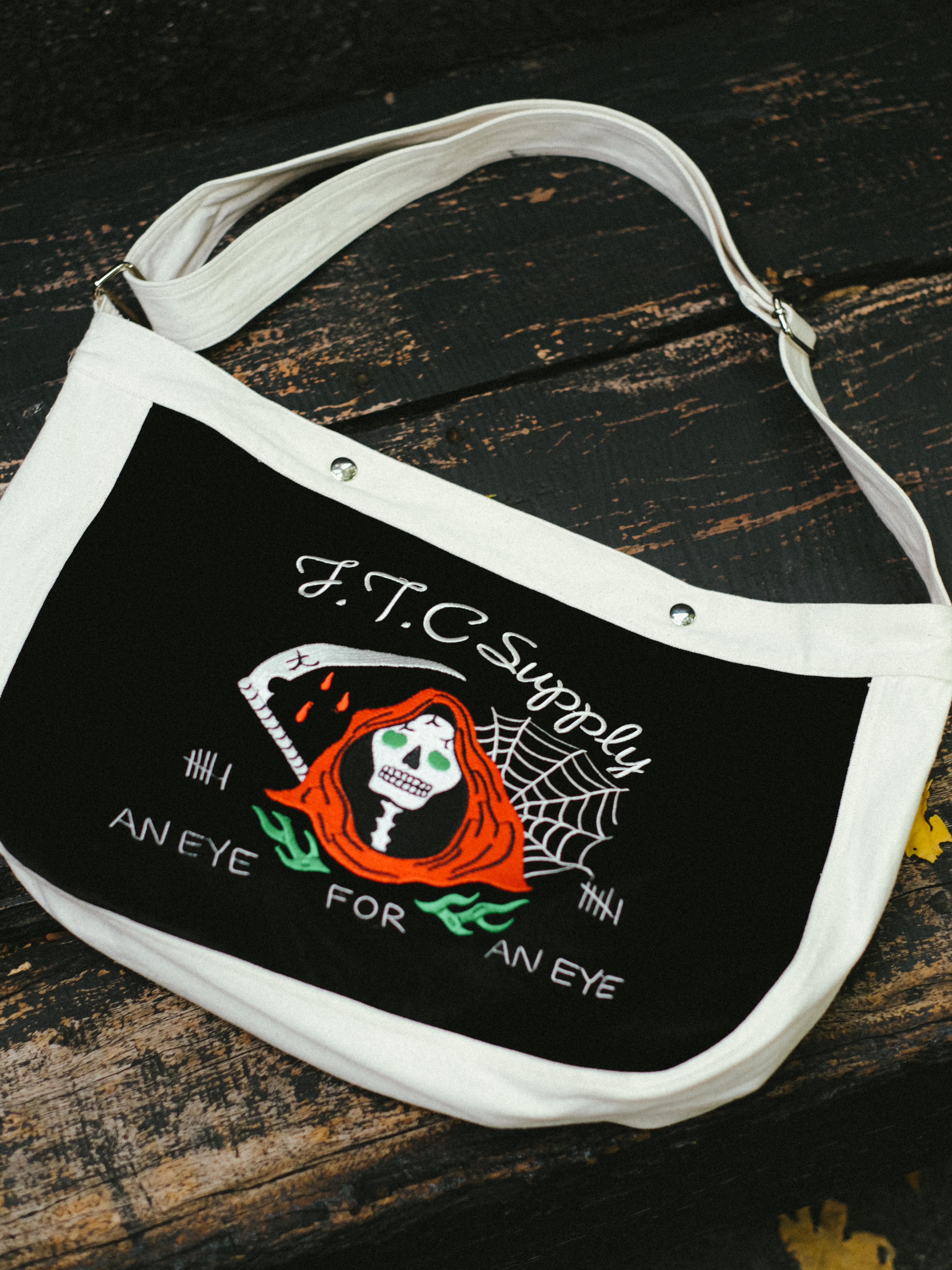 THE FTC GRIM REAPER EMBROIDERY NEWSPAPER BAG