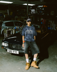 GROCERY X FOOTLOOSE TYCOON OVERSIZED WASHED DENIM SHORTS/ AGED BLACK