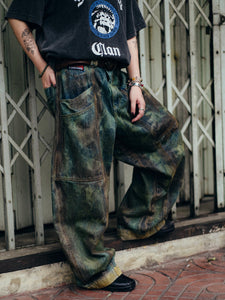 FOOTLOOSE TYCOON MULTI POCKET DIRTY GREEN WORK JEANS