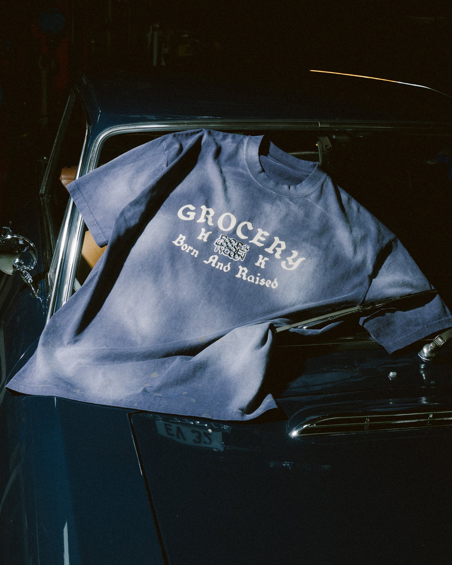 GROCERY X FOOTLOOSE TYCOON BORN & RAISED WASHED INVOICE TEE/ FADED PURPLE