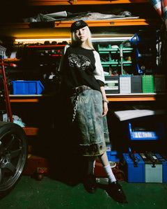 GROCERY X FOOTLOOSE TYCOON RAGLAN TWO TONE TEE/ BLACK