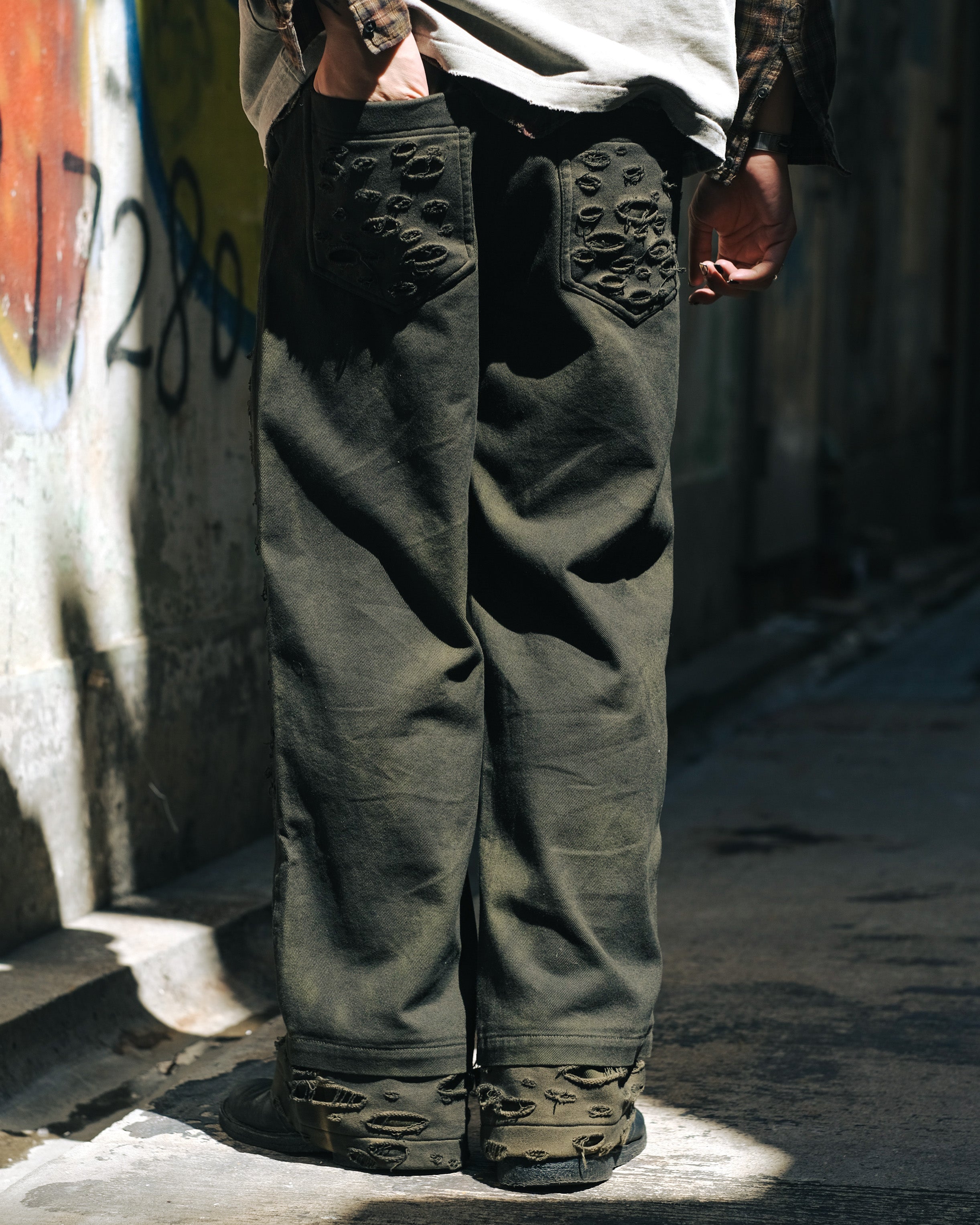 Retro Dirty Double Knee Footloose Tycoon Pant