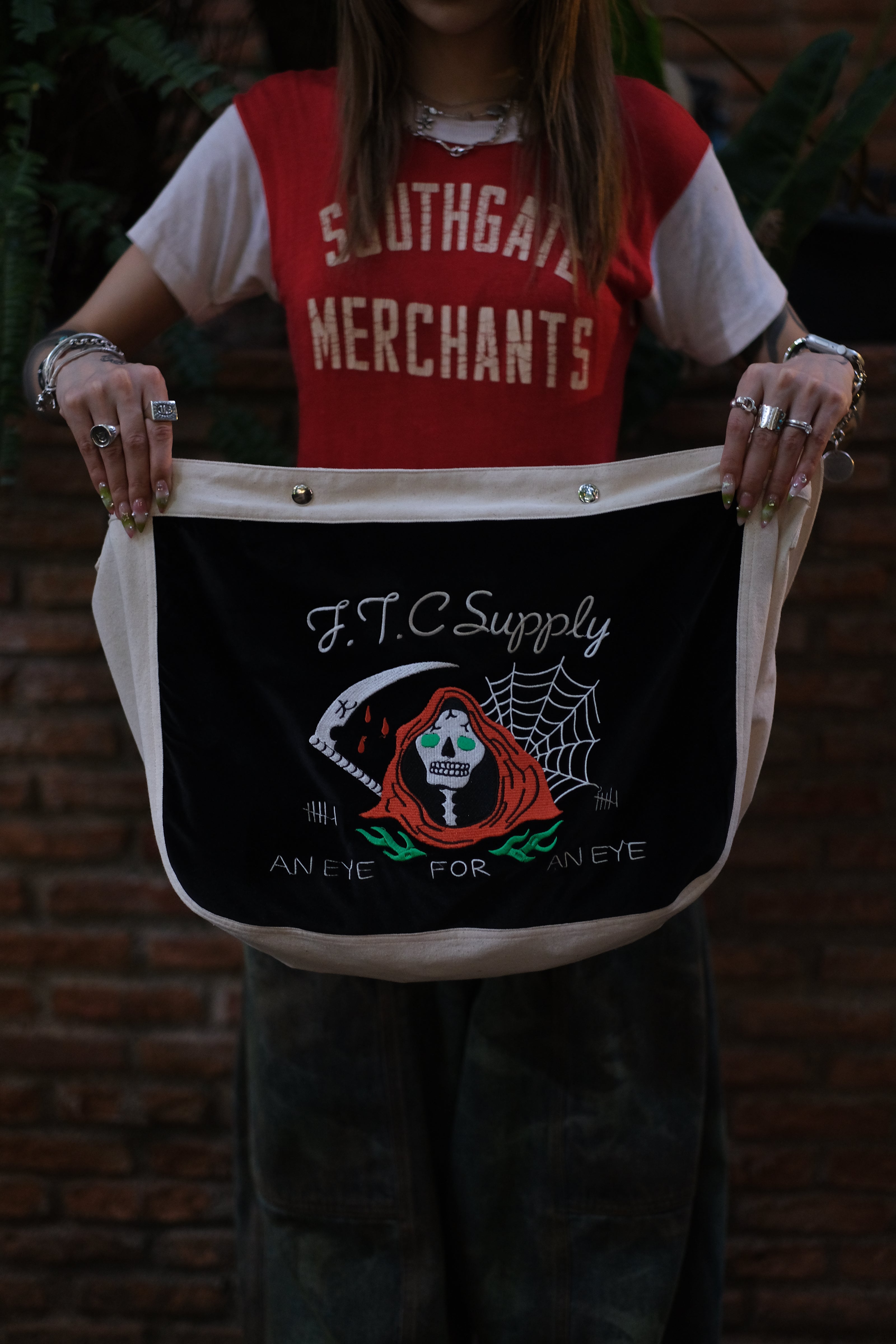 THE FTC GRIM REAPER EMBROIDERY NEWPAPER BAG