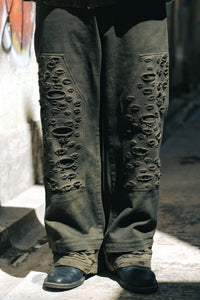Retro Dirty Double Knee Footloose Tycoon Pant