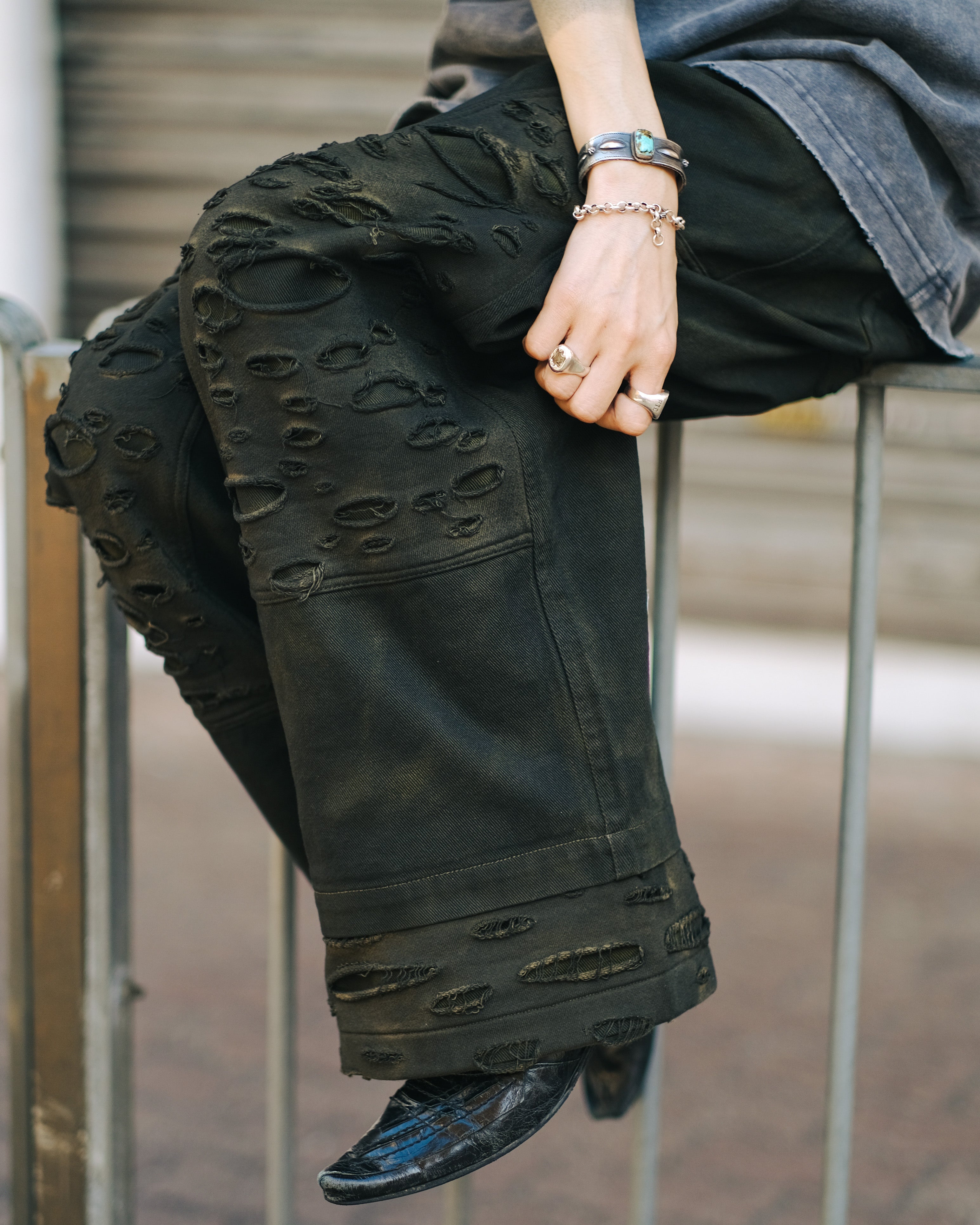 Retro Dirty Double Knee Footloose Tycoon Pant