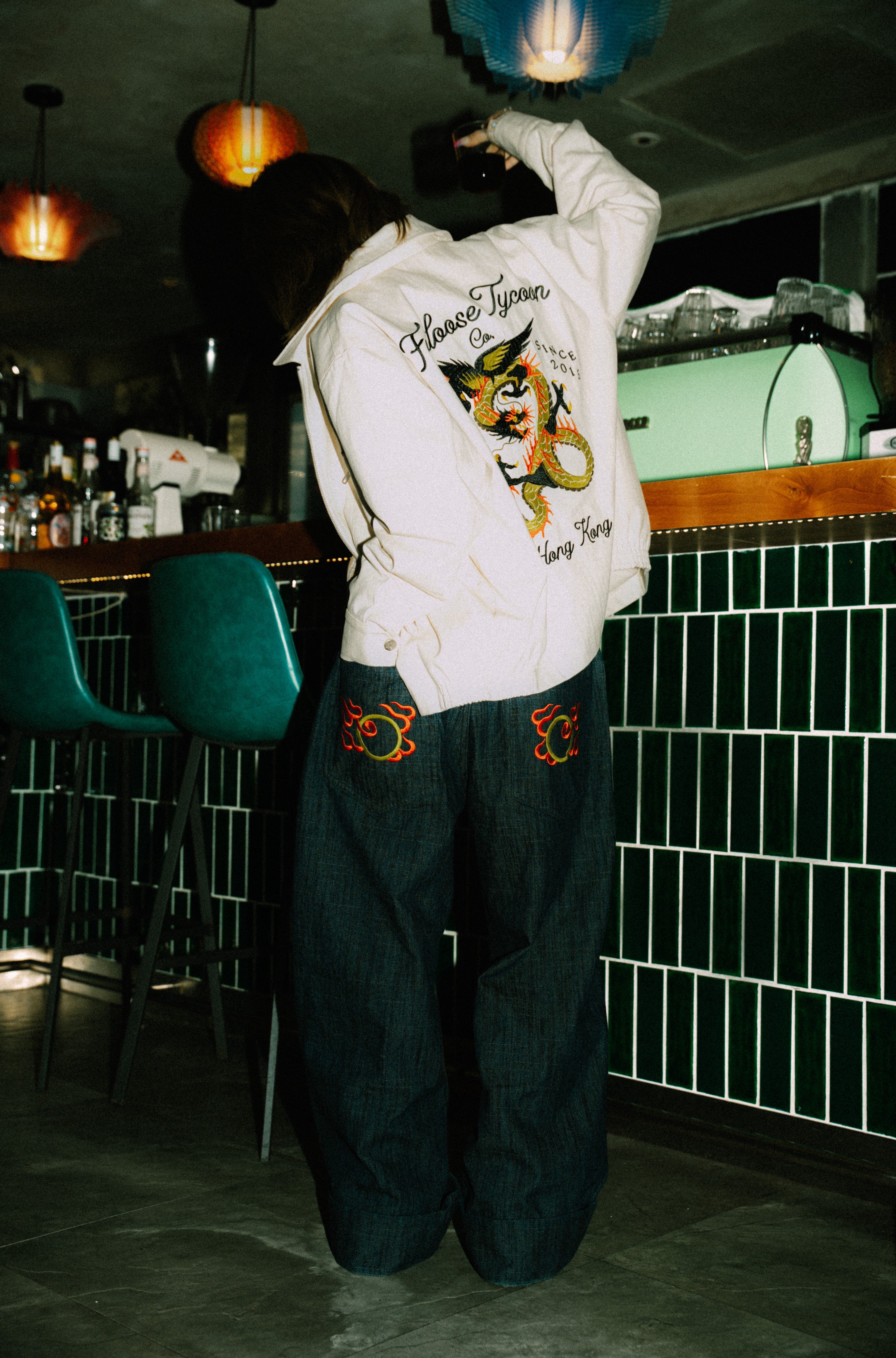 Ho Lan Jeng X Footloose Tycoon Embroidered Fireball Bamboo Jeans