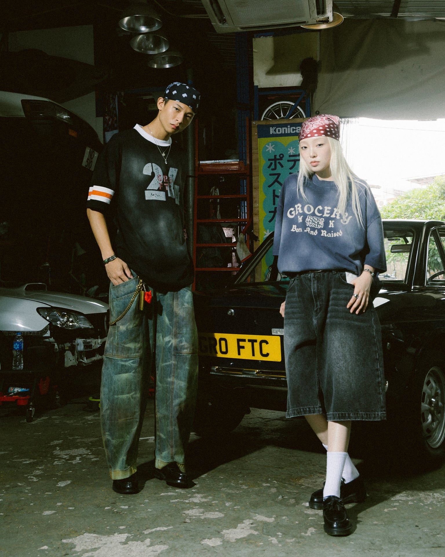 GROCERY X FOOTLOOSE TYCOON OVERSIZED WASHED DENIM SHORTS/ AGED BLACK