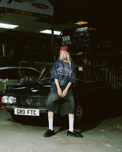GROCERY X FOOTLOOSE TYCOON OVERSIZED WASHED DENIM SHORTS/ AGED BLACK