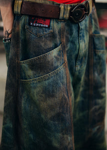 FOOTLOOSE TYCOON MULTI POCKET DIRTY GREEN WORK JEANS
