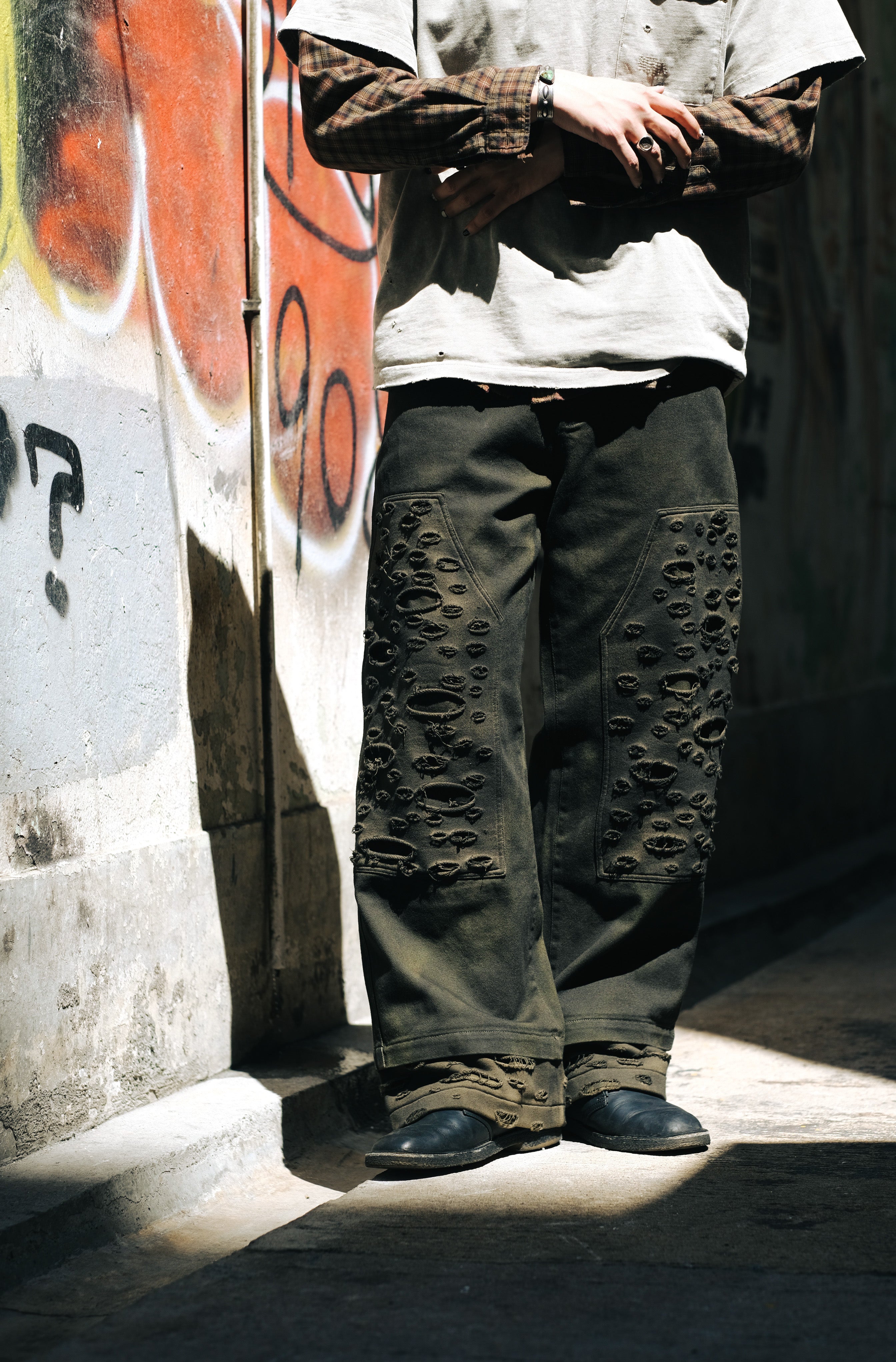 Retro Dirty Double Knee Footloose Tycoon Pant