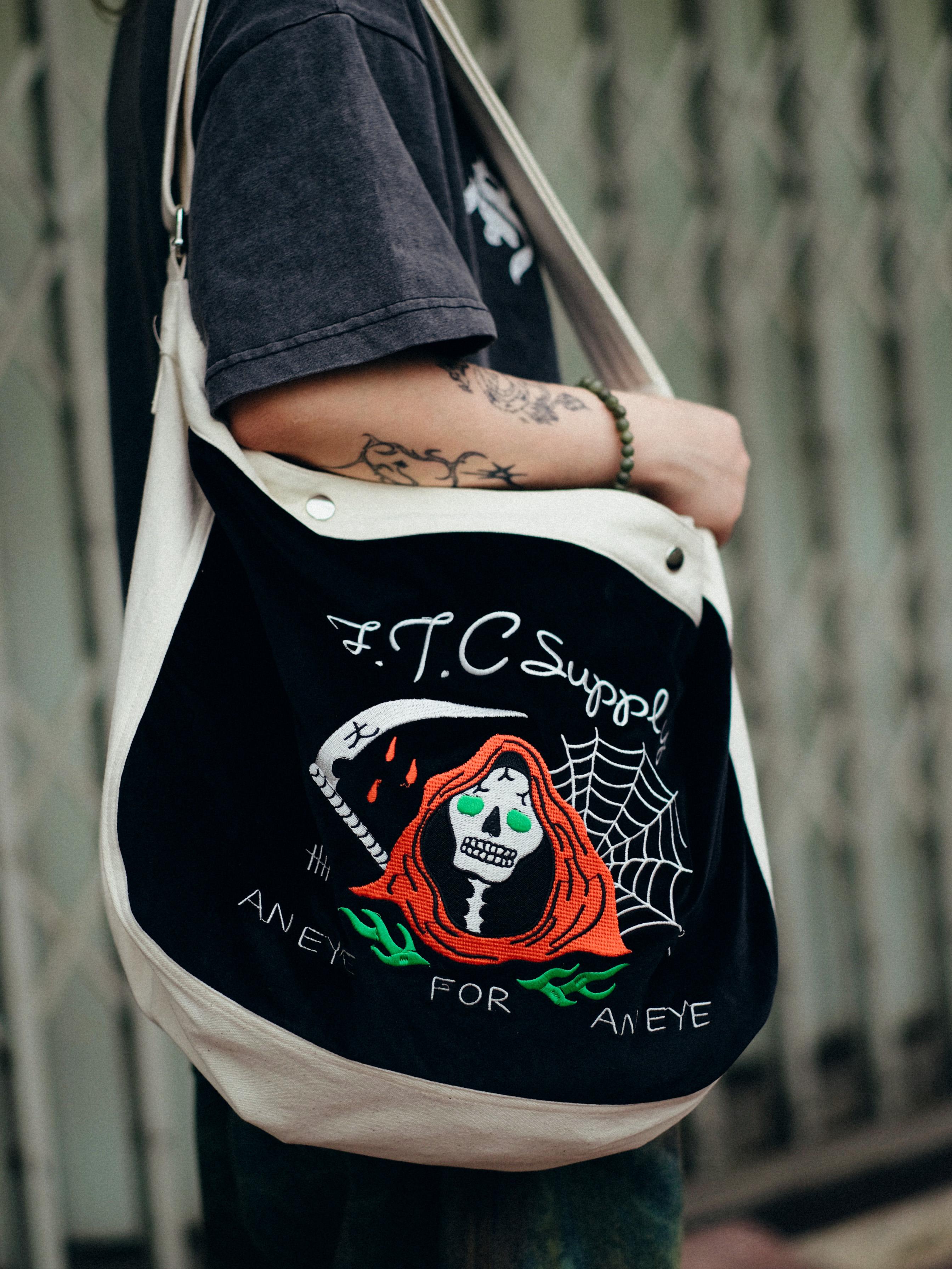 THE FTC GRIM REAPER EMBROIDERY NEWSPAPER BAG
