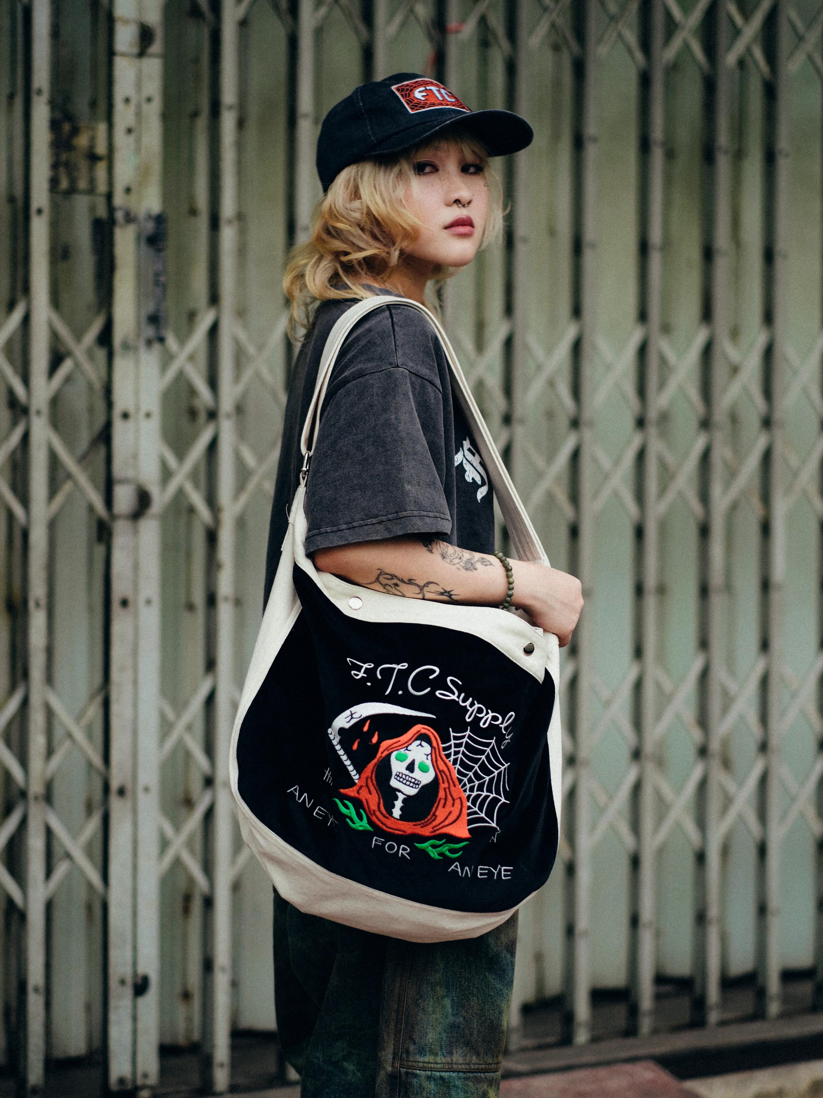 THE FTC GRIM REAPER EMBROIDERY NEWSPAPER BAG