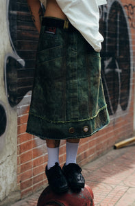 FOOTLOOSE TYCOON MULTI POCKET DIRTY GREEN WORK SKIRT